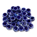 Perline piatte rotonde in ceramica smaltata con foro grande per bracciale collana gioiello fai da te - 10 Pezzi/Pack (12mmx6.5mm) / Blu zaffiro