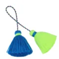 Double-ended tassel pendant variant, blue and neon green, bohemian style decorative accessory. - 1 Piece/Pack (Total Length 27cm) / Blue + Light Green