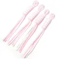 Close-up detail of pink and white woven phone charm lanyard strap DIY craft accessories material. - Contrast Color Hand-Woven Lanyard / Approx. 25cm (Pack of 4) / Light Pink + White