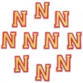 Patch brodé lettre N doré et rouge écusson thermocollant pour vêtement DIY veste jean - 3cm / Lot de 10 / Lettre N rouge et jaune