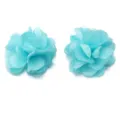 Light blue chiffon organza fabric flowers DIY hair accessories clothing bags crafting supplies - 5.50cm / Mesh Black and Blue