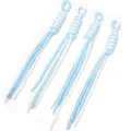 Detailed view of blue and white braided DIY lanyards, perfect for phone charms and keychains. - Length approx. 27.5cm (50g/Pack) / Off-White + Blue Dot