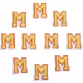 Lettre M Broderie Patch Orange Jaune DIY Sticker en Tissu pour Vêtements Sacs Variante - 3cm / Lot de 10 / Lettre M orange et jaune