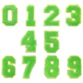 Toppe numeri ciniglia verde con brillantini oro 0-9 ricamo fai da te vestiti dettaglio - Numeri 0-9 / Confezione da 10 / Verde / 8cm