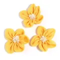 Handmade yellow five-petal burlap flower DIY accessories for hair clips and bags. - With Stamen Style / 3 Pieces/Pack (Approx 7cm) / Yellow