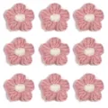 Close-up detail of handmade crochet pink wool flower accessories, soft texture for DIY decor. - 10 Pieces / Dusty Rose Petals (White Stamen)