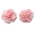 Pink organza burnt-edge flower DIY hair clip accessories, soft fabric flower appliques. - 5.50cm / Mesh Black and Pink