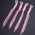 Detail view of pink and white polyester handmade braided phone hanging rope DIY accessories. - Hand-woven Hanging Rope / Length Approx. 27.5cm / Pink Flower + Light Pink Dot