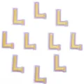 Patch brodé lettre L, accessoire de vêtement DIY jaune et violet et décor de coque. - 3cm / Lot de 10 / Lettre L violet et jaune