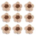 Close-up detail of handmade crochet flower applique, cute beige and brown knit DIY accessory. - 10 Pieces/Pack / Light Coffee Petals (Coffee Stamens)
