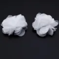 White chiffon organza camellia flower hair clip accessory for DIY sewing craft design - 5.50cm / Mesh Black and White