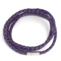 Cordón de cuero trenzado morado pulsera DIY collar multicapa con un cierre magnético metálico - 4mm (Longitud Total Aprox. 59cm) / Púrpura