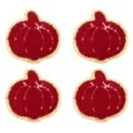 Toppa ricamata zucca rossa in spugna con bordo di paillettes dorate per vestiti borse cappelli - Zucca rotonda rossa