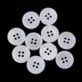 White mother of pearl four-hole round buttons for shirts, suits, and DIY sewing crafts. - Freshwater Shell 4-Hole Fine Edge Style / 9mm (20 Pieces/Pack) / White