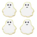 Toppe ricamate fantasma di Halloween con bordo glitterato dorato, perfette per vestiti e borse. - Set di 4 / Fantasma Bianco