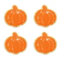 Toppa ricamata in ciniglia di zucca arancione all'ingrosso con bordo dorato per vestiti. - Set di 4 / Zucca rotonda arancione