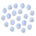 Light blue faux fur pom pom charms with gold loops, perfect for DIY earrings and keychains. - 20 Pcs/Pack / Sky Blue Faux Rabbit Fur