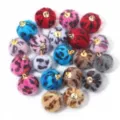 Wholesale colorful faux fur leopard print pom pom charms with gold loop for DIY jewelry making accessories - 20 Pcs/Pack / Leopard Print Pompoms - Mixed Colors