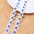 Polyester water soluble embroidered daisy lace trim for DIY clothing and home textile decor - Diameter 1.5cm (3 Yards Approx. 160 Pcs) / Sapphire Blue
