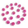 Vibrant hot pink fluffy pom pom pendants with gold loop for DIY jewelry accessories crafts - 20 Pcs/Pack / Faux Horsehair Rose Red