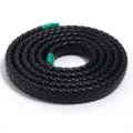 Corde plate tressée en cuir PU noir de 12mm pour sangle de sac, porte-clés et bracelet DIY. - Largeur 12 mm, longueur totale 1 m / Noir avec fil marron