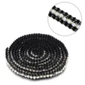 Black Gold Pearl Lace Trim Ribbon for DIY Sewing Garment Craft Accessories 1 Roll - Width 11mm Pearl Diameter 4mm / Gold Wire Pearl Black Gold