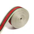 Classic red green striped ribbon roll for gift wrapping, Christmas and DIY decor. - Width 1cm 10 Yards/Pack / Red and Green with Gold Embroidery Thread Edge