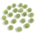 Green fluffy pom pom charms with gold loop for DIY jewelry clothing accessories craft - 20 Pcs/Pack / Faux Horsehair Green
