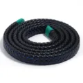 Corde plate tressée en cuir PU noir 12mm pour sangle de sac ceinture et bijoux - Largeur 12 mm, longueur totale 1 m / Noir avec ligne bleue