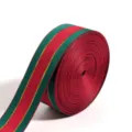 Polyester red green striped ribbon roll for gift wrapping, crafts and DIY decoration - Width 1cm 10 Yards/Pack / Red and Green Interwoven with Gold Thread