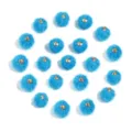 Blue faux fur pom pom charms with gold metal loops for earrings keychains DIY accessories - 20 Pcs/Pack / Faux Horsehair Blue