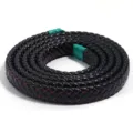 Variante de corde plate tressée en cuir PU 12mm, lanière noire pour sacs et bracelets. - Largeur 12 mm, longueur totale 1 m / Noir avec Ligne Rouge