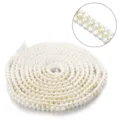 White and gold pearl lace trim braided ribbon for clothing sewing craft DIY decor - Width 11mm Pearl Diameter 4mm / Gold Wire Pearl White Gold