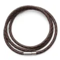 Dark brown braided leather cord multi wrap bracelet with magnetic clasp for DIY jewelry making. - 4mm (Total Length Approx 59cm) / Dark Coffee