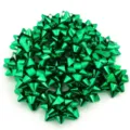 Green laser star bows for gift wrapping and Christmas party decoration, shiny ribbon bows. - 5cm / 20 Pieces/Pack / Green