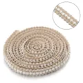 Beige pearl braided ribbon trim with gold thread for DIY garments, hair clips and accessories. - Width 11mm Pearl Diameter 4mm / Gold Wire Pearl Light Coffee Gold