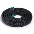 Corde plate tressée en cuir PU noir de 12mm pour ceinture porte-clés lanière de sac - Largeur 12 mm, longueur totale 1 m / Noir avec ligne blanche