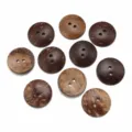 Natural coconut shell two-hole buttons, brown wooden sewing buttons for shirts and coats. - Coconut Shell Two-Hole (T4229) / 28mm Diameter 20 Pieces/Pack