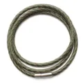 Green braided leather cord necklace bracelet DIY multi-wrap rope with silver magnetic clasp - 4mm (Total Length Approx 59cm) / Green