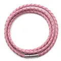 Cordón de cuero trenzado rosa 3 vueltas DIY collar pulsera cuerda con cierre magnético metálico - 4mm (Longitud Total Aprox. 59cm) / Rosa