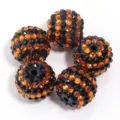 Sparkling resin rhinestone beads large hole pave balls for DIY jewelry making craft accessories - 20mm / Black and Orange