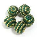 Resin rhinestone large hole beads DIY jewelry making green gold charm crafts pack 5pcs - 20mm / Yellow-Green