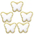 Toppa ricamata in ciniglia a farfalla termoadesiva, simpatici accessori DIY per vestiti. - Farfalla / 5.5cmx4.5cm (8g/Confezione) / Bianco
