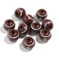 Brown wooden football beads, 10pcs sports theme loose craft beads for DIY bracelet accessories. - Round Rugby Dark Color
