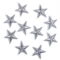 Silver star embroidered patches set, DIY iron-on garment repair fabric appliques. - 3cm / Silver