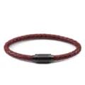 Bracciale in vera pelle intrecciata con elegante chiusura magnetica in acciaio inox. - Lunghezza 22cm / Diametro 6mm / Nero+Rosso (Con Chiusura Magnetica Nera)