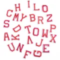 Parches de letras bordadas rojo y blanco, alfabeto universitario termoadhesivo DIY. - Juego de 26 / Rojo