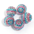 Resin rhinestone striped large hole beads DIY charm keychain clothing accessories variant - 20mm / Blue Pink White