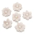 4cm polyester double layer faux pearl flower DIY handmade clothing hair accessory material - 4cm / Off White