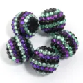 Resin rhinestone disco beads sparkling crystal craft balls for DIY jewelry making accessories - 20mm / Green Purple Black